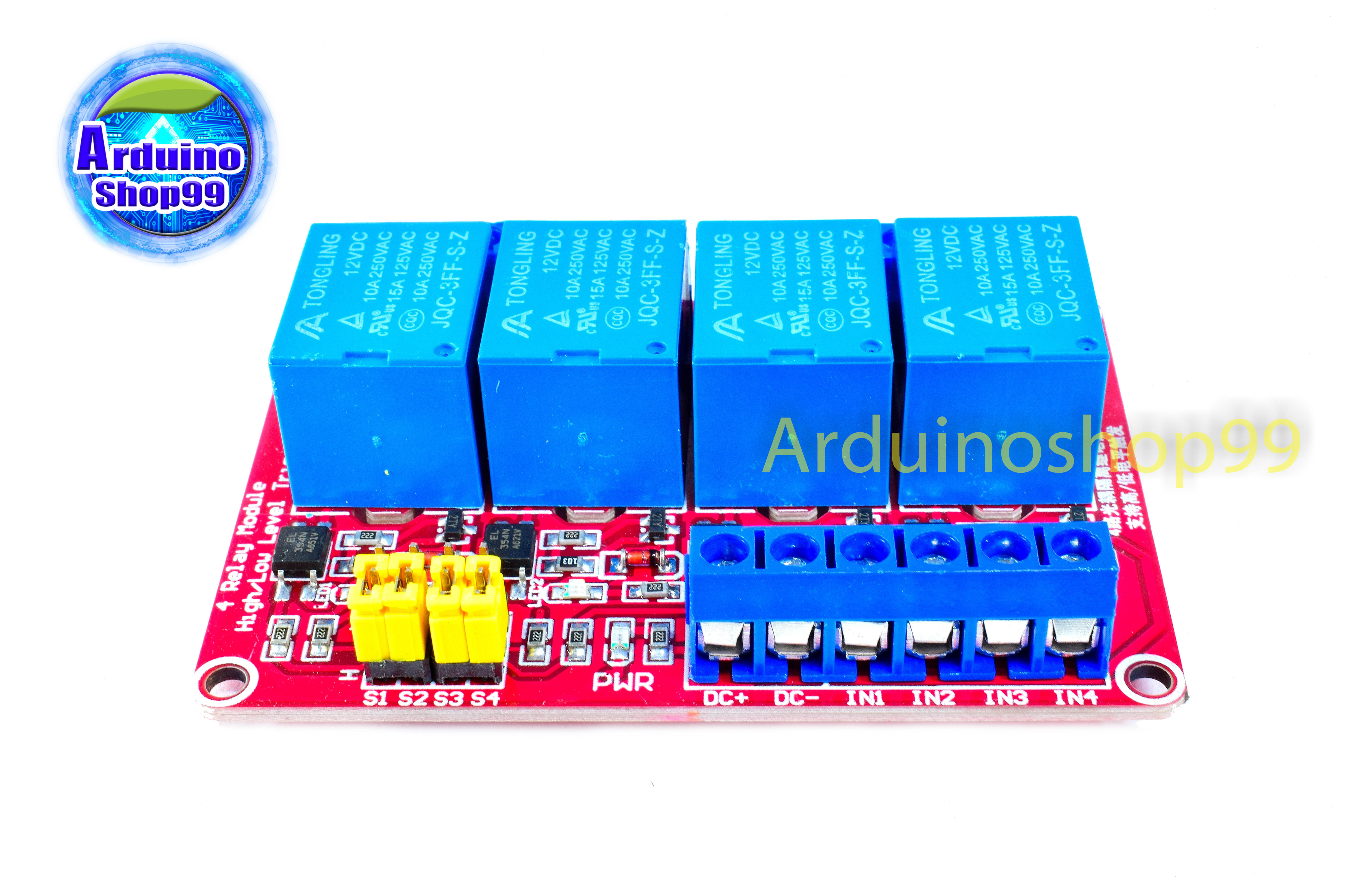 Relay 12V 4 Channel 10A 250V แบบ Active High/Low