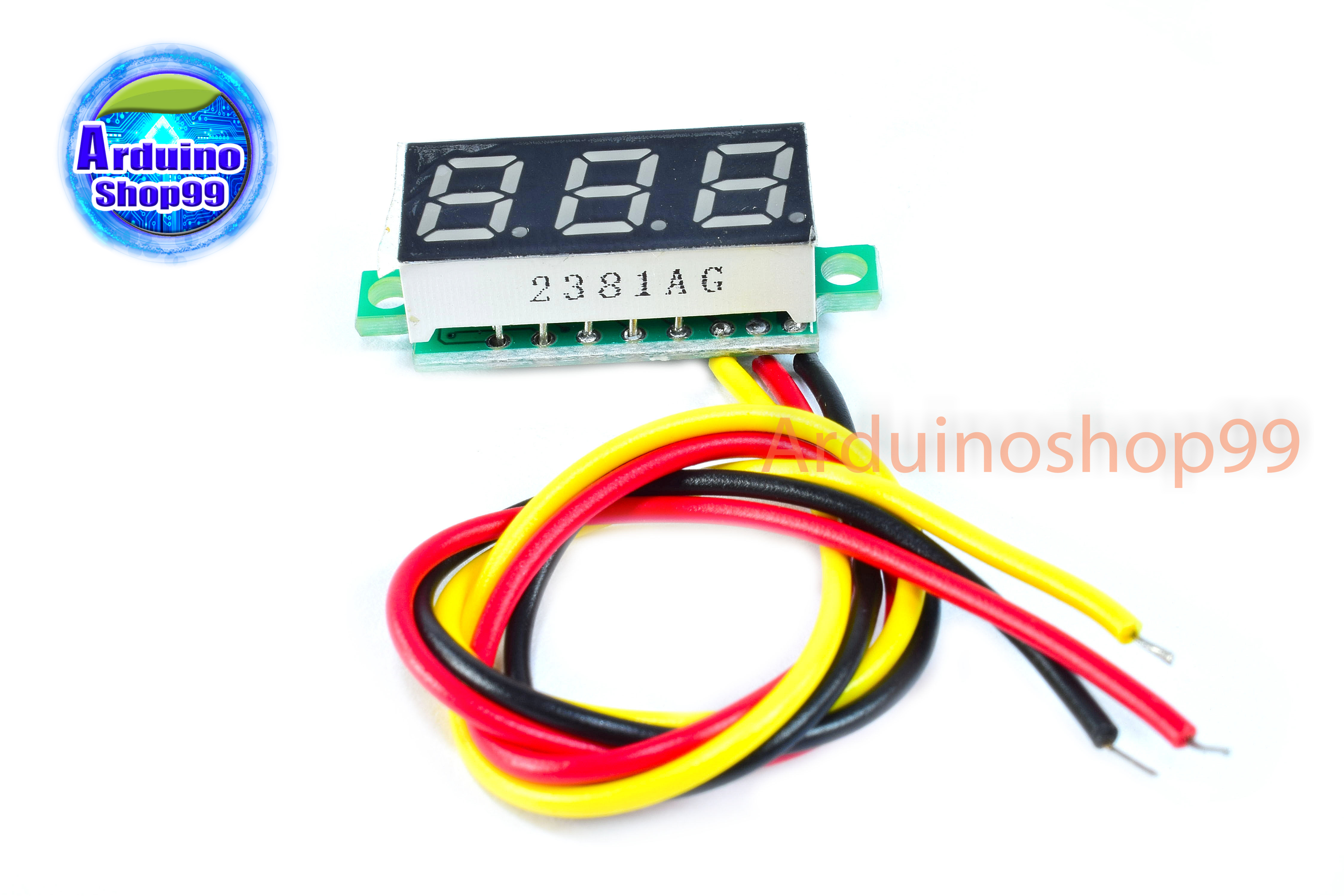 จอแสดงผล ค่าโวลต์ DC voltage meter head 0.28 inch LED DC 0V - 100V (สีเขียว)