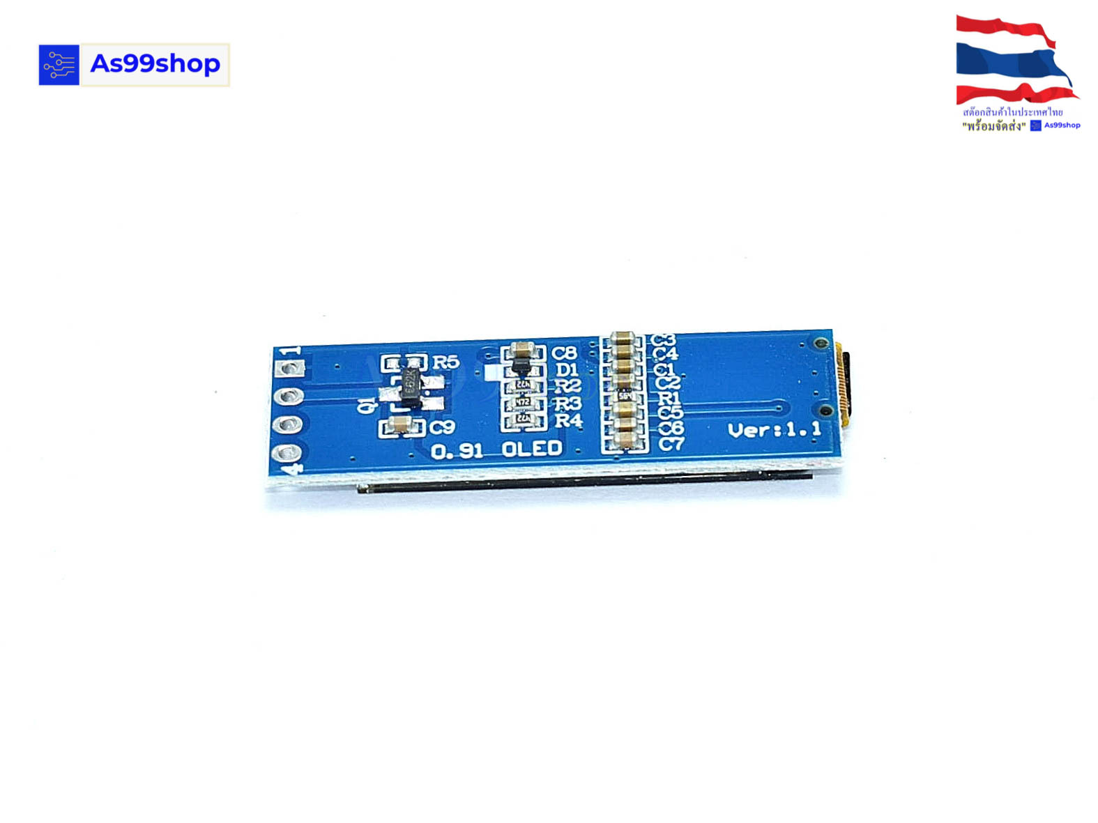 จอแสดงผล OLED ขนาด 0.91 นิ้ว แบบ I2C สีน้ำเงิน