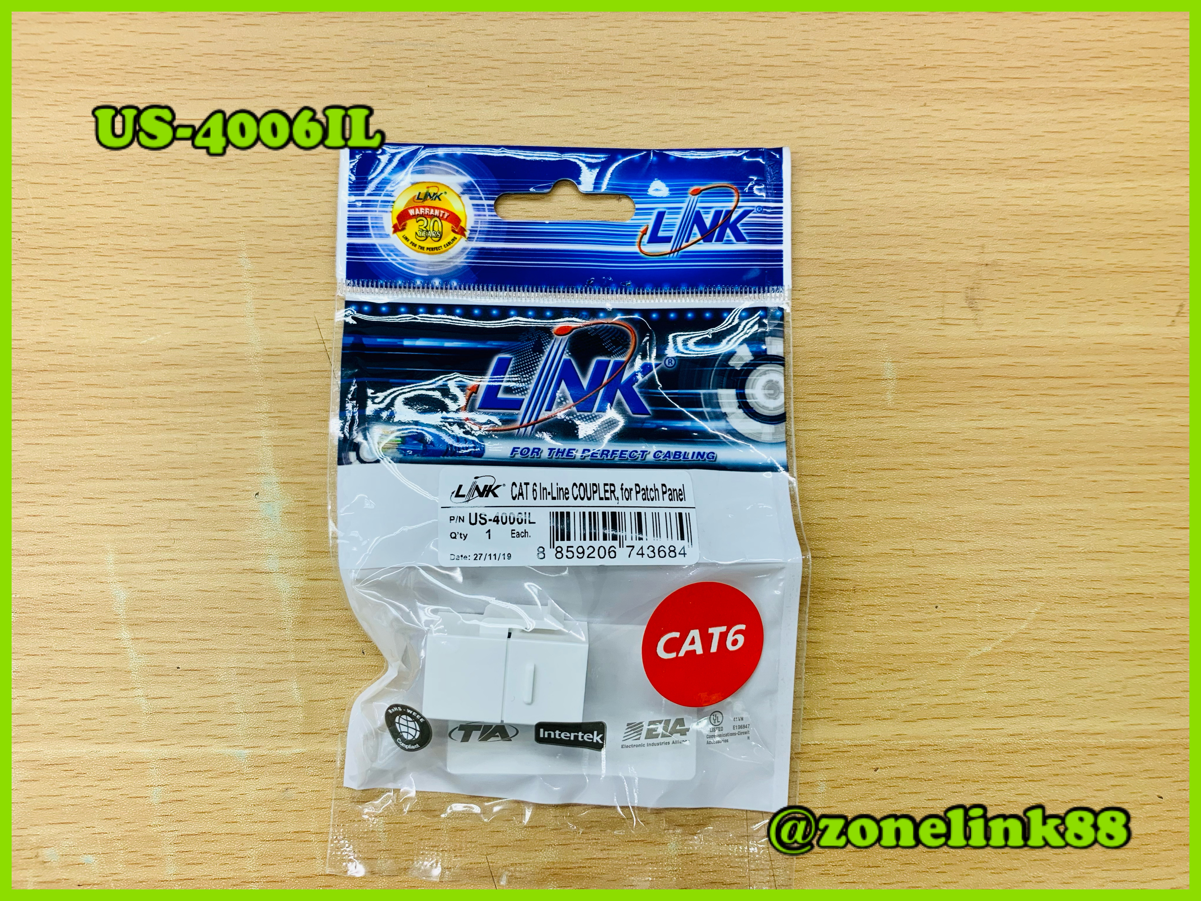 US-4006IL CAT6 In-Line Coupler for Patch Panel