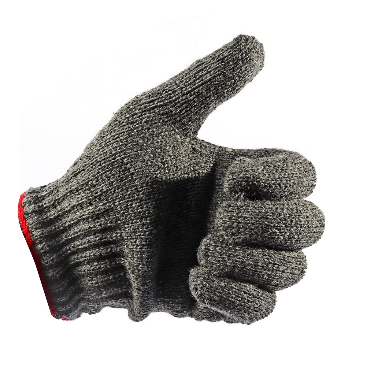 ถุงมือผ้า สีเทา ขอบแดง 700g