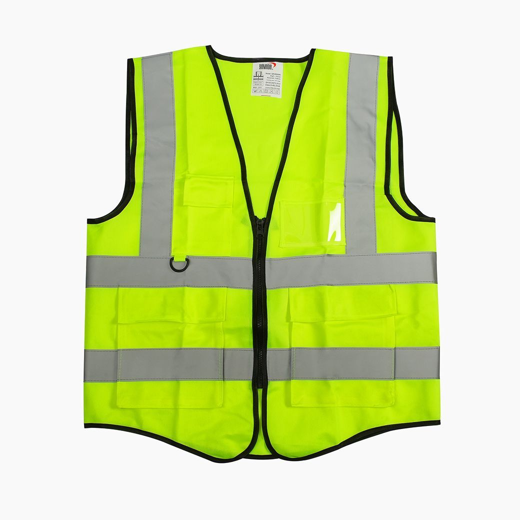 YAMADA รุ่น GR-6666PK เสื้อจราจรมีกระเป๋า สีเขียว แถบสีเงิน