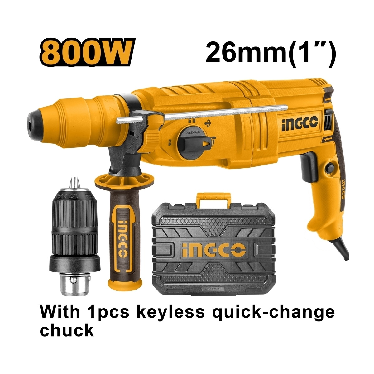 INGCO RGH9028-2 สว่านโรตารี่ 26mm 800W เปลี่ยนหัวได้ 3ระบบ