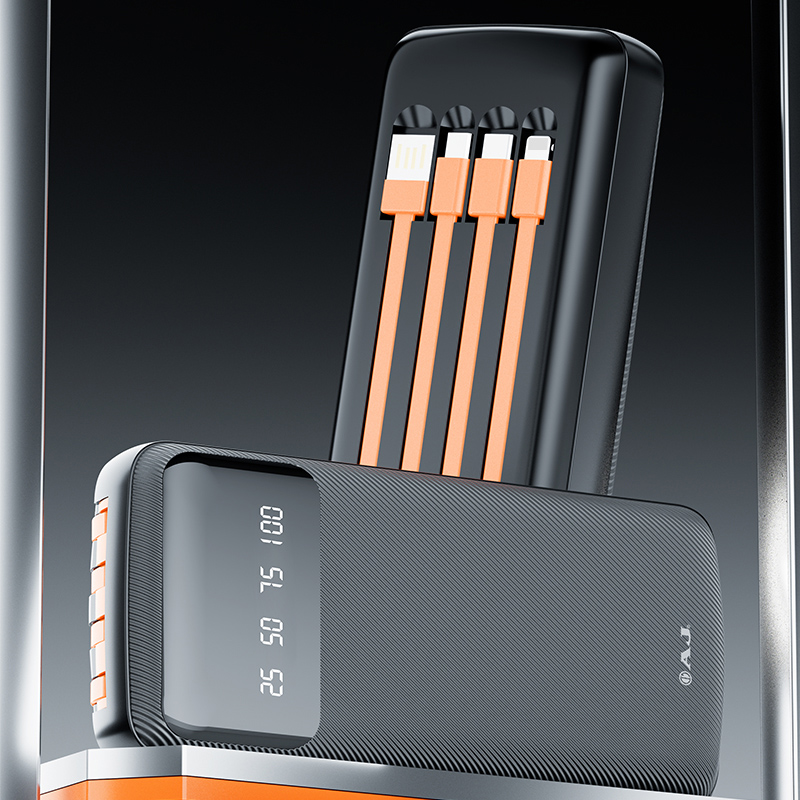 AJ พาวเวอร์เเบงค์ รุ่น B200 ความจุ 20000mAh มีสายชาร์จในตัว มีไฟบอกระดับเเบตเตอรี่ (มอก.2879-2560) ประกัน 1 ปี