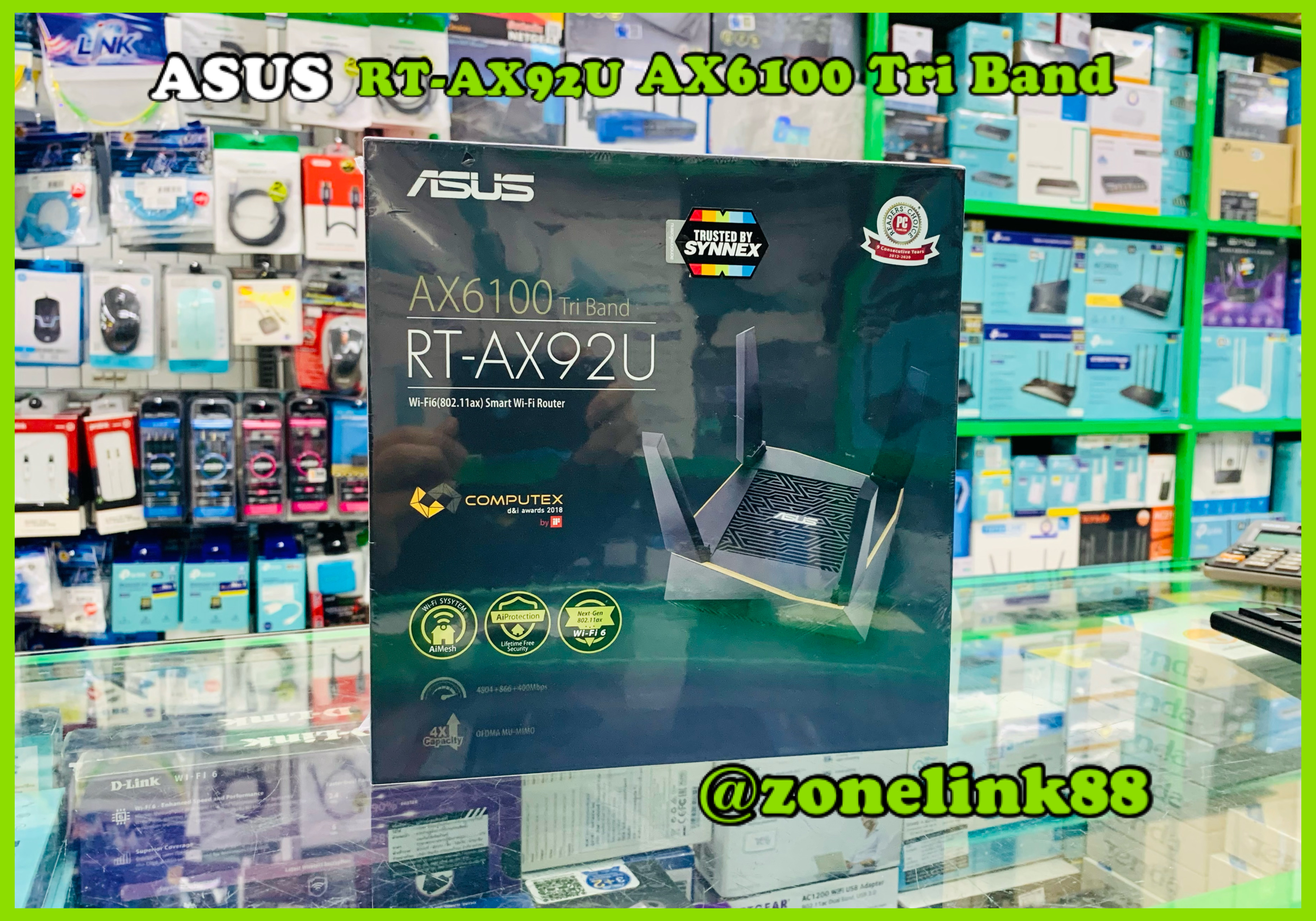 ASUS AX92U Pack1 AX6100 Tri-band WiFi 6 (802.11ax) Router – supporting AiProtection Pro network security, AiMesh mesh wifi system, built-in wtfast for gaming, VPN setting, Adaptive QoS and DFS band