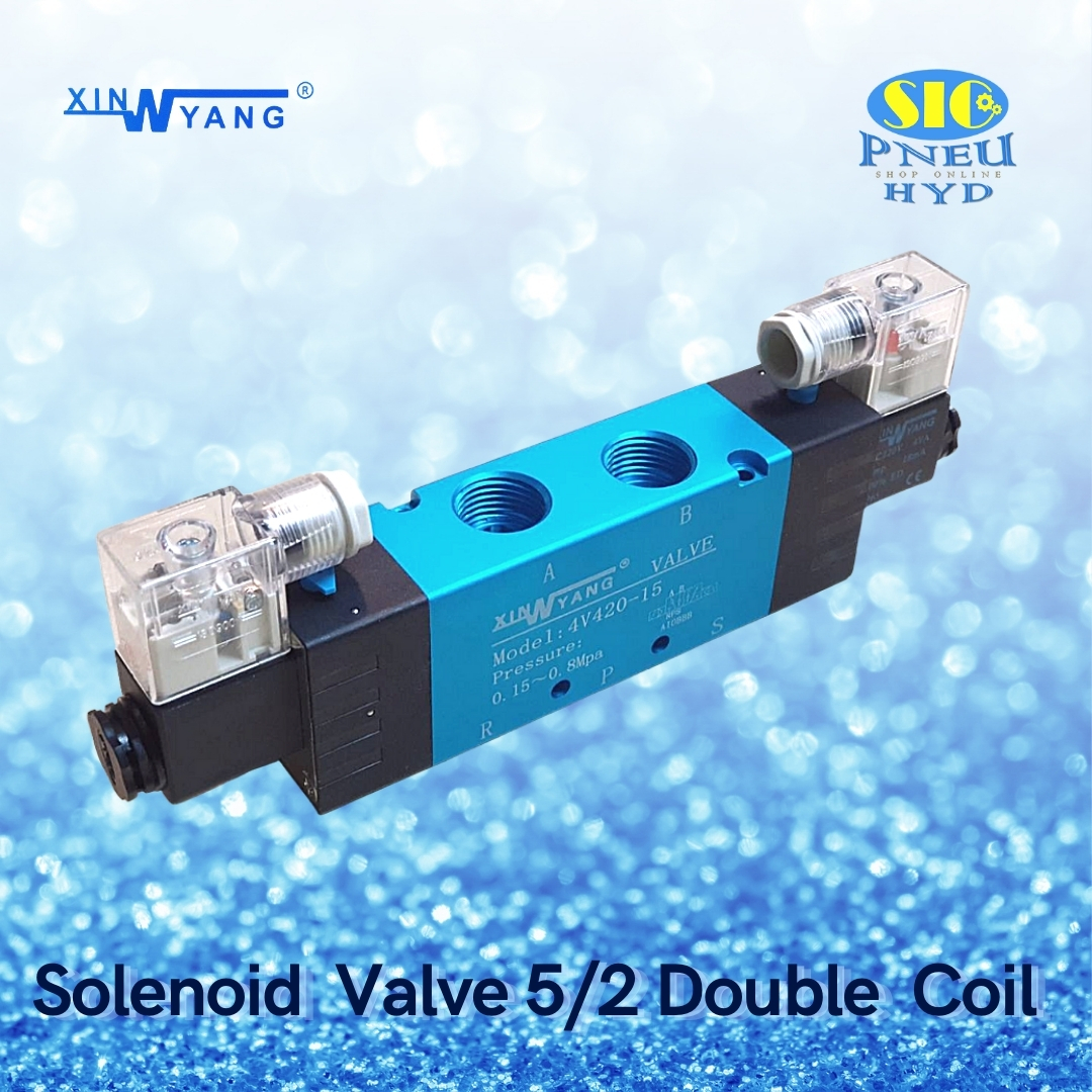 4V420 : SOLENOID VALVE XINYANG โซลินอยด์วาล์ว 5/2 DOUBLE COIL PORT 1/2" PT