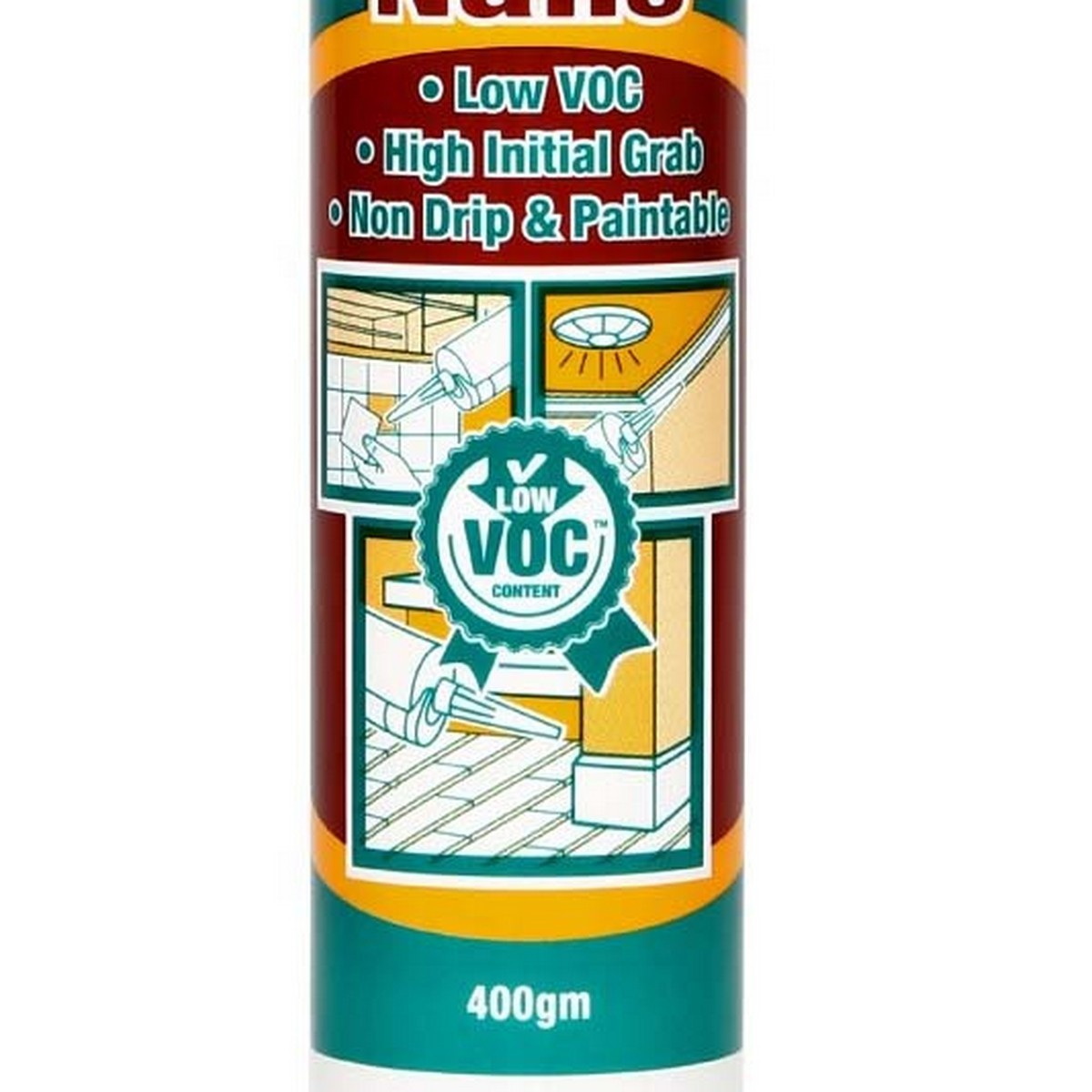 V-tech VT-233W กาวตะปูแบบเป็นมิตรต่อสิ่งแวดล้อม (Green Nail) 400ml สีขาว