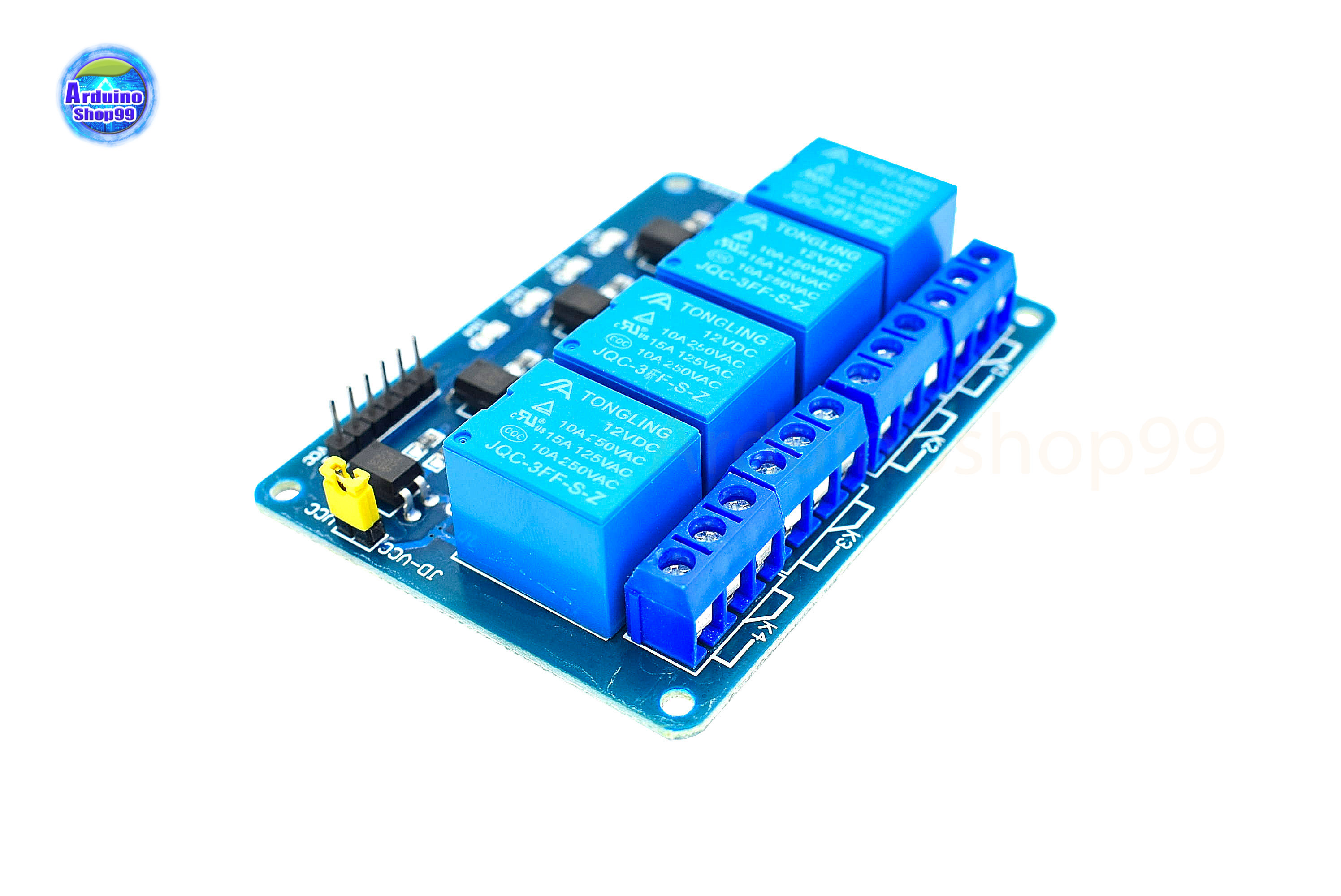 4-channel 12V relay module with optocoupler isolation low-level trigger