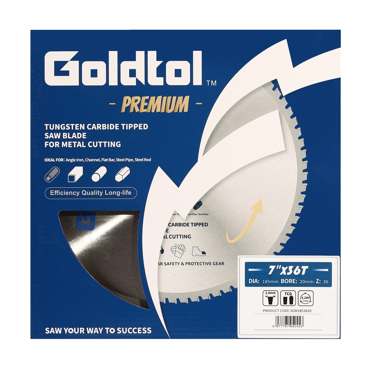 Goldtol ใบเลื่อยวงเดือน ตัดเหล็ก 7"x36T