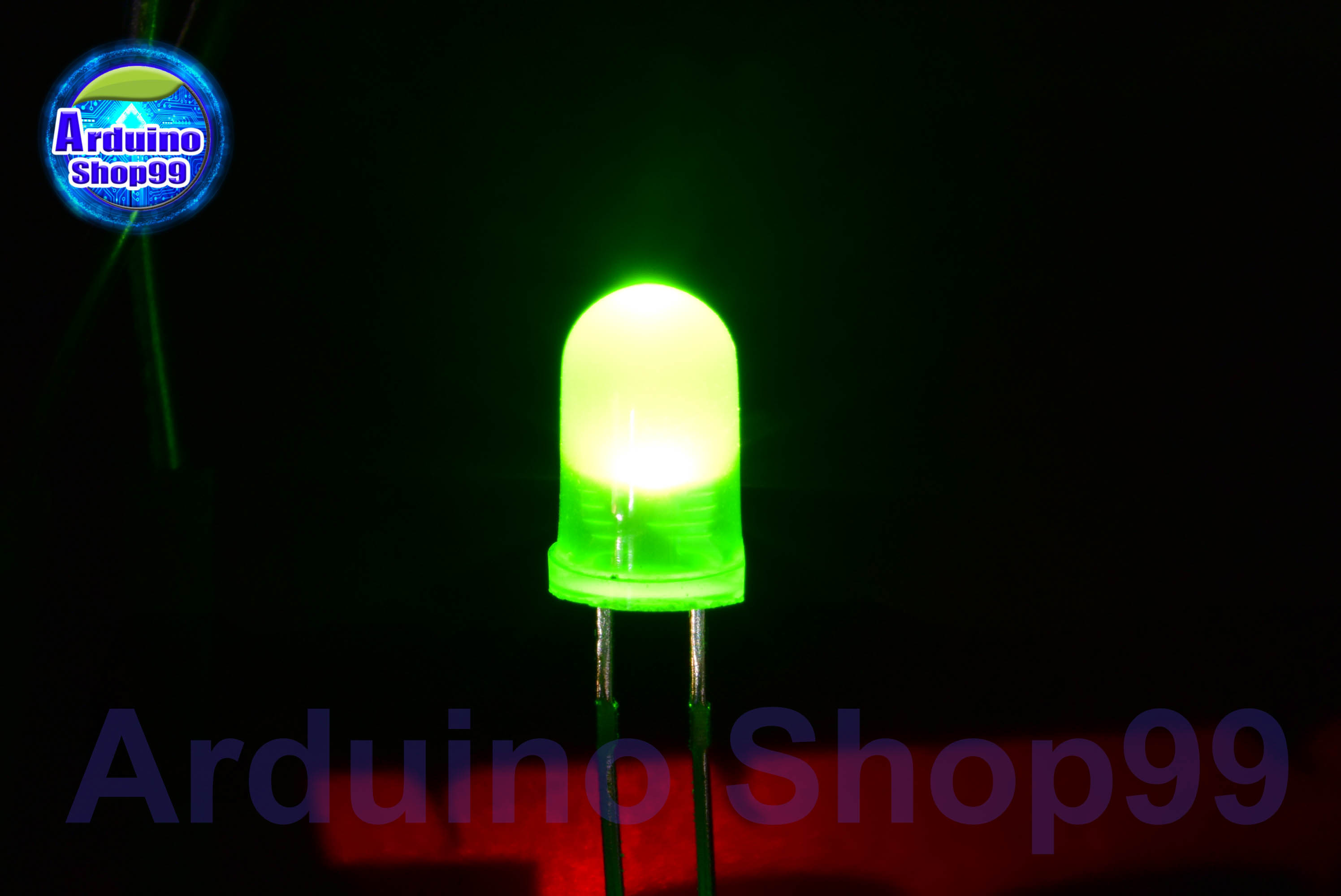 LED 5mm Green(สีเขียว) 1 ชุด 10 ตัว