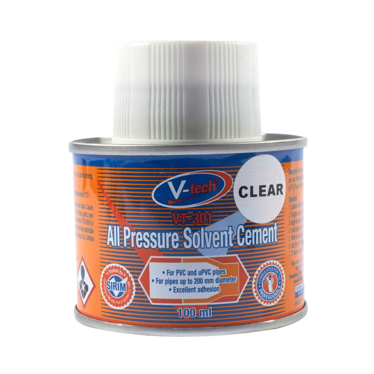 V-tech VT-301100 กาวทาท่อเกรดคุณภาพระดับพรีเมียม 100g สีใส สำหรับอุปกรณ์ PVC และ uPVC