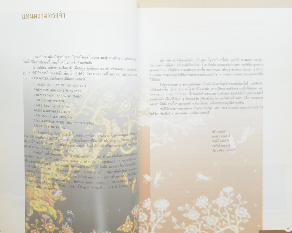 แทนความทรงจำ (รวมบทความและสารคดีบางเรื่องของ “มะสะลุม”ที่เคยตีพิมพ์ในนิตยสารต่างๆ)