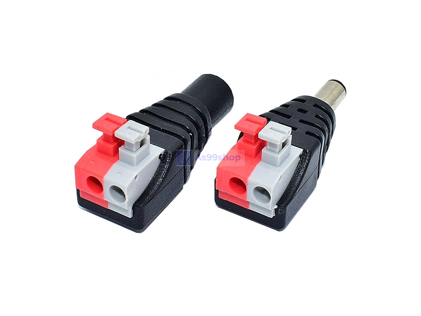 ปลั๊ก push-type DC power connector Male & Female 2.1x5.5mm ตัวผู้ +ตัวเมีย จำนวน 1 ชุด (2 ตัว)