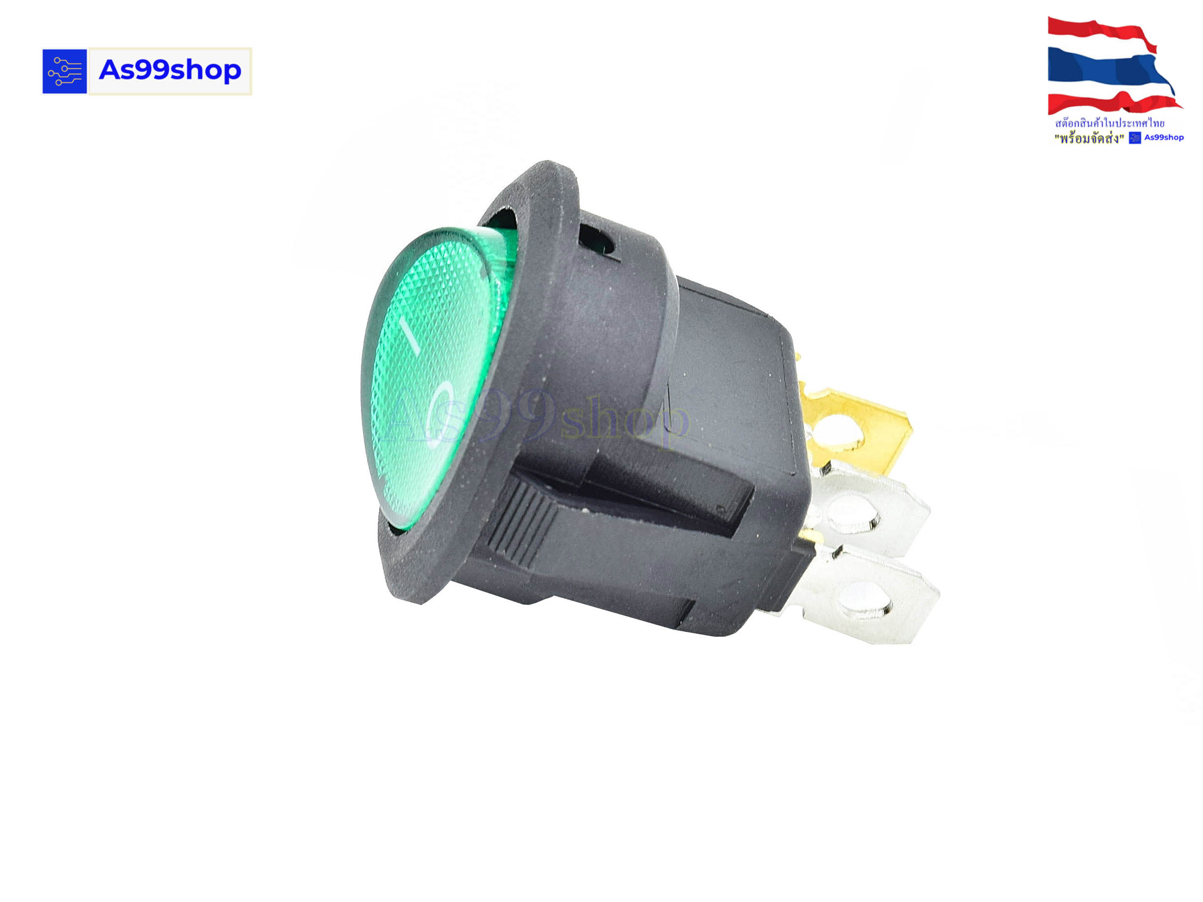 12V LED Dot Light Car Boat Auto Round ON/OFF Rocker Green( 1 ตัว)