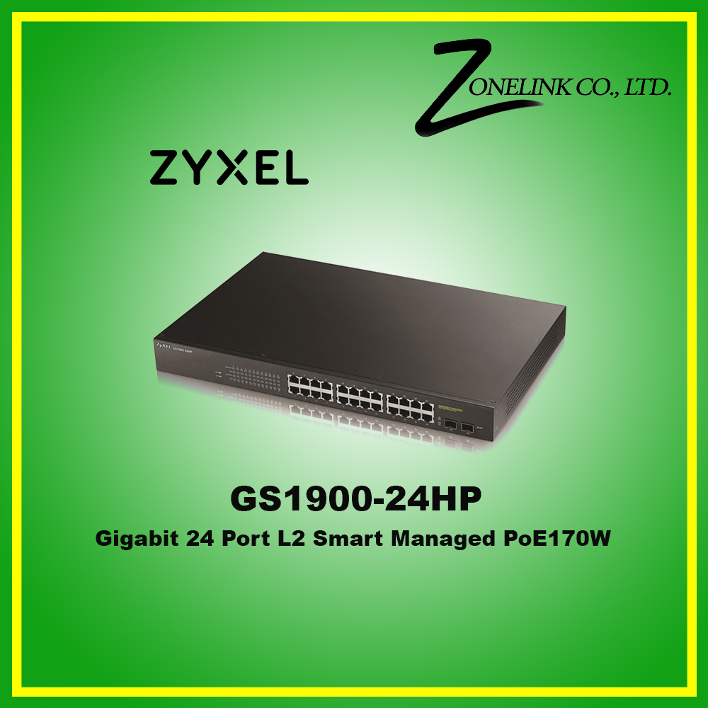 Zyxel GS1900-24HPV2 L2 Smart Managed POE Switch 24 Port Gigabit 2 SFP, POE 24 Port 170W