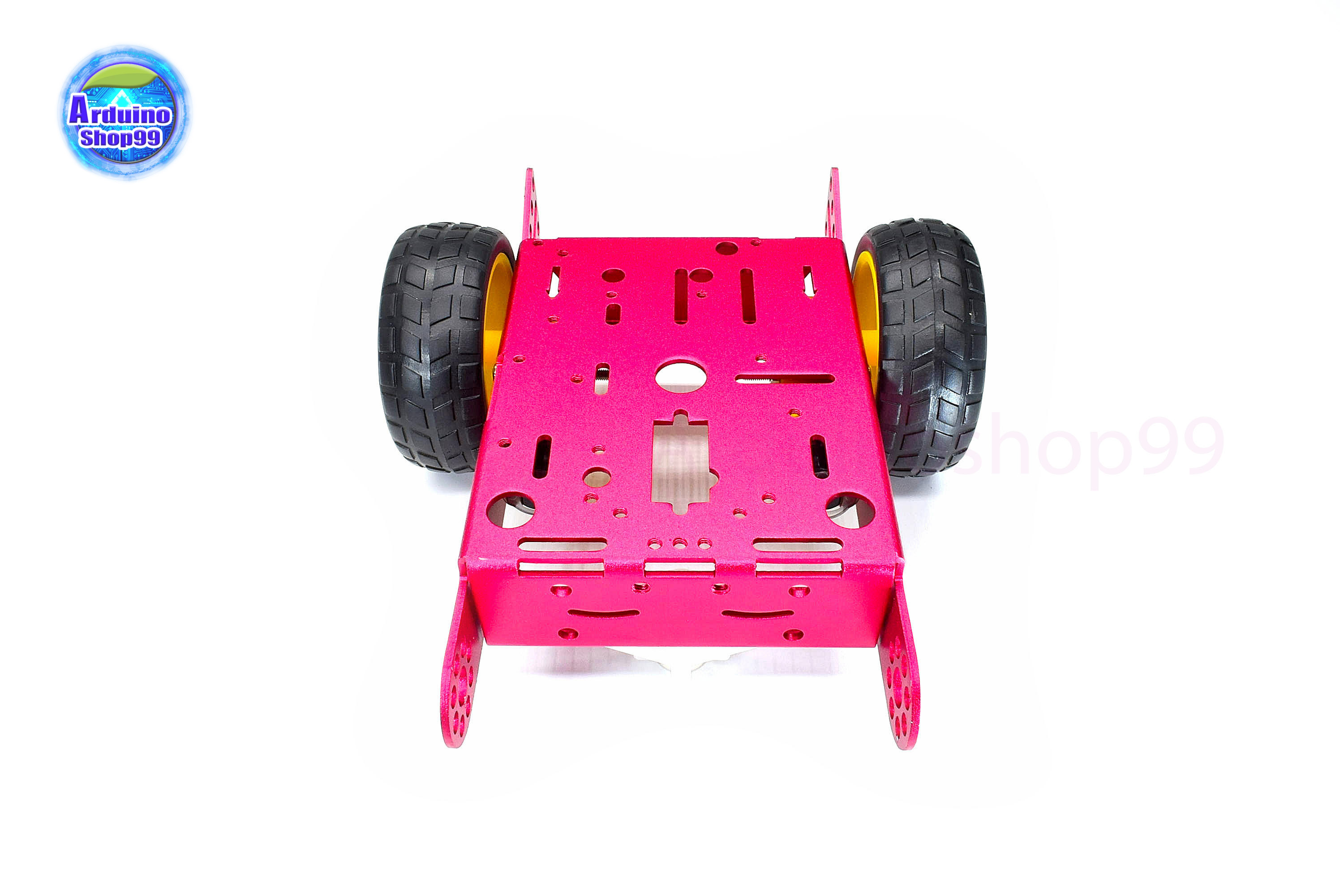 โครงรถหุ่นยนต์ Aluminum alloy robot Smart car ล้อเหลือง/ยางดำ สี Metallic Red