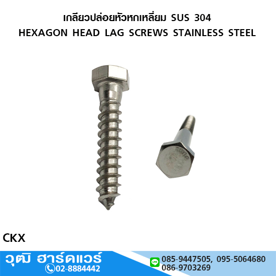 เกลียวปล่อยหัวหกเหลี่ยม สแตนเลส SUS 304