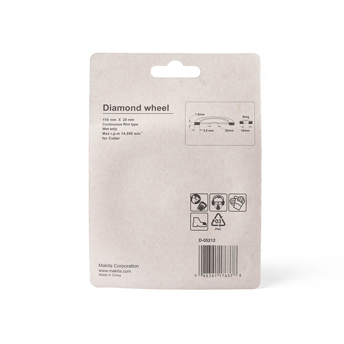 MAKITA D-05212 ใบเพชร 4"x1.6mm น้ำ เรียบ-ทอง คอนกรีต,กระเบื้อง,หินอ่อน