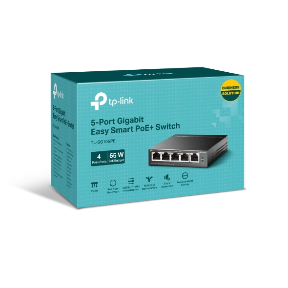 TL-SG105PE 5-Port Gigabit Easy Smart Switch with 4-Port PoE+