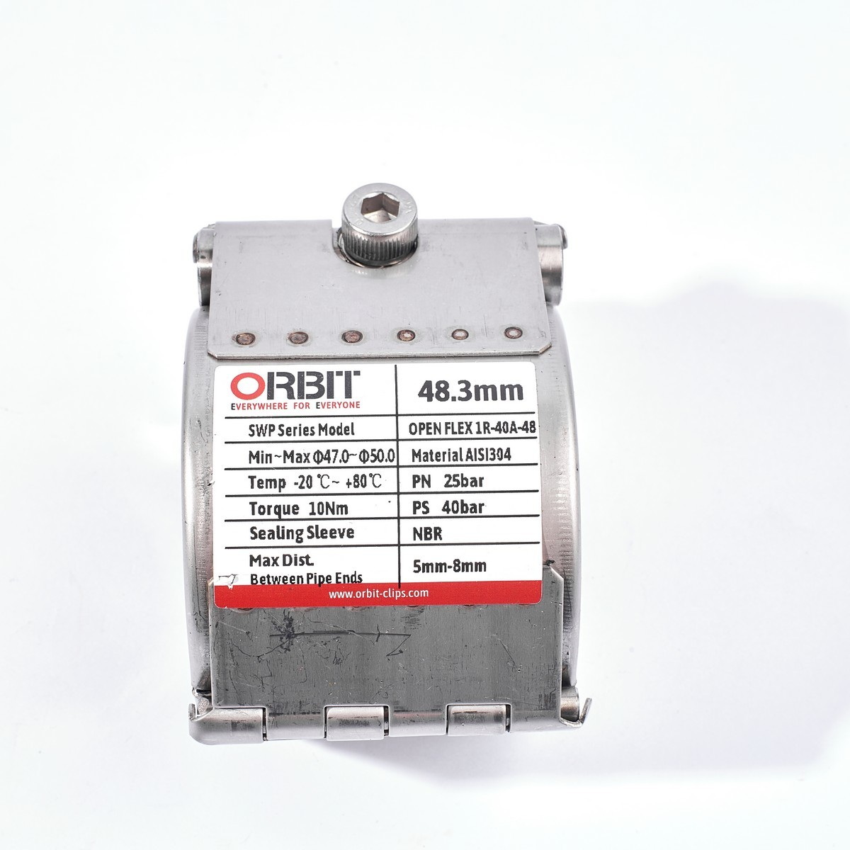 ORBIT SWP OPEN FLEX 1R ตัวซ่อมท่อแบบบานพับ No.26.9-168.3mm