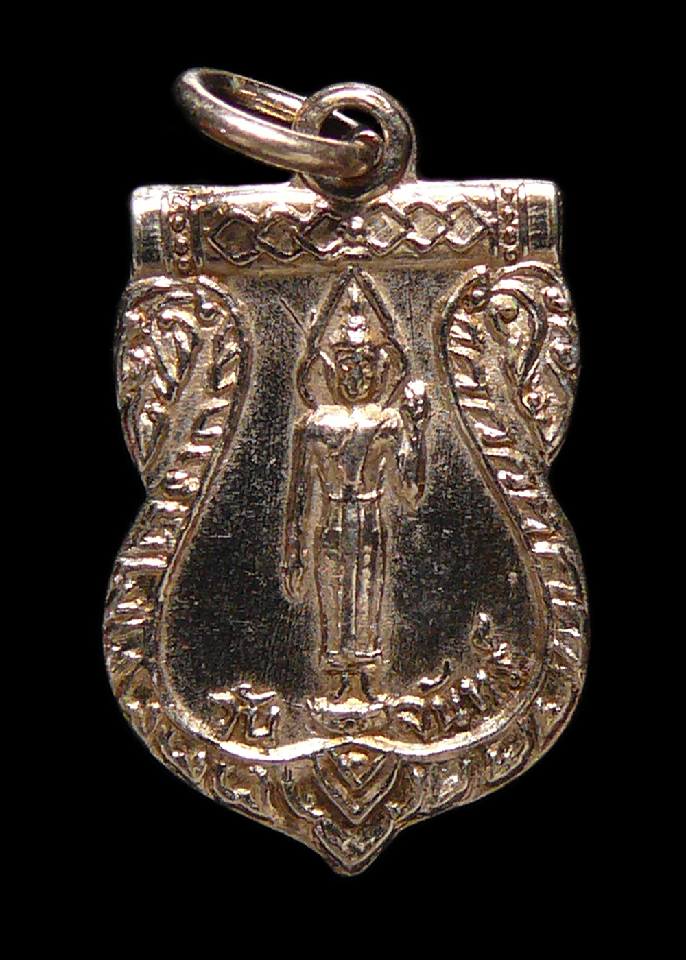 เหรียญพระประจำวันจันทร์ หลวงพ่อขอม วัดไผ่โรงวัว จ.สุพรรณบุรี กะไหล่เงิน