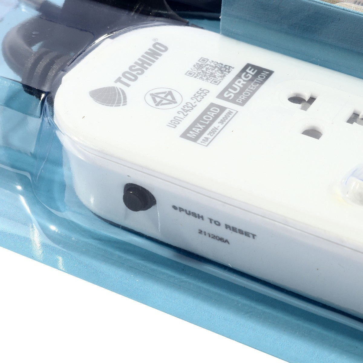 TOSHINO JT3-3M ปลั๊กพ่วง 3ช่อง/ 3สวิตซ์/ 3เมตร 16A/3600W