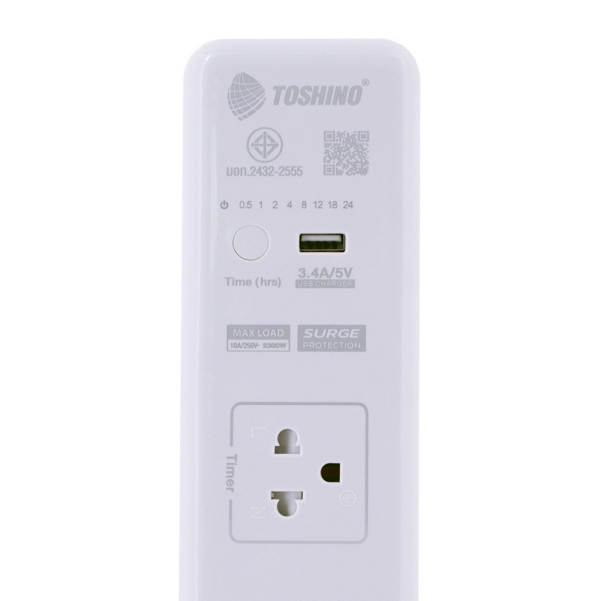 TOSHINO WT-33 ปลั๊กพ่วง 3ช่อง/ 1USB/ 3เมตร 10A/2300W (ตั้งเวลาได้)