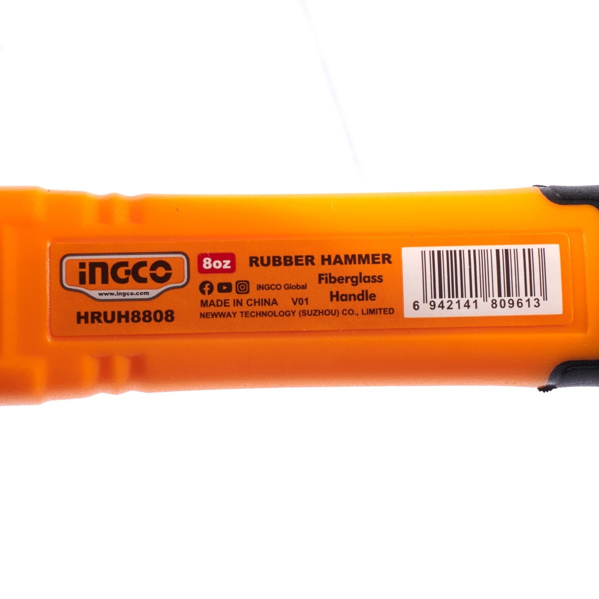 INGCO HRUH8808 ค้อนยาง ด้ามไฟเบอร์ 8oz ดำ