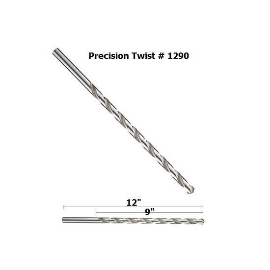 PRECISION รุ่น 1290 ดอกสว่านไฮสปีดก้านกลม ยาวพิเศษ 12" No.17/64นิ้ว-3/4นิ้ว