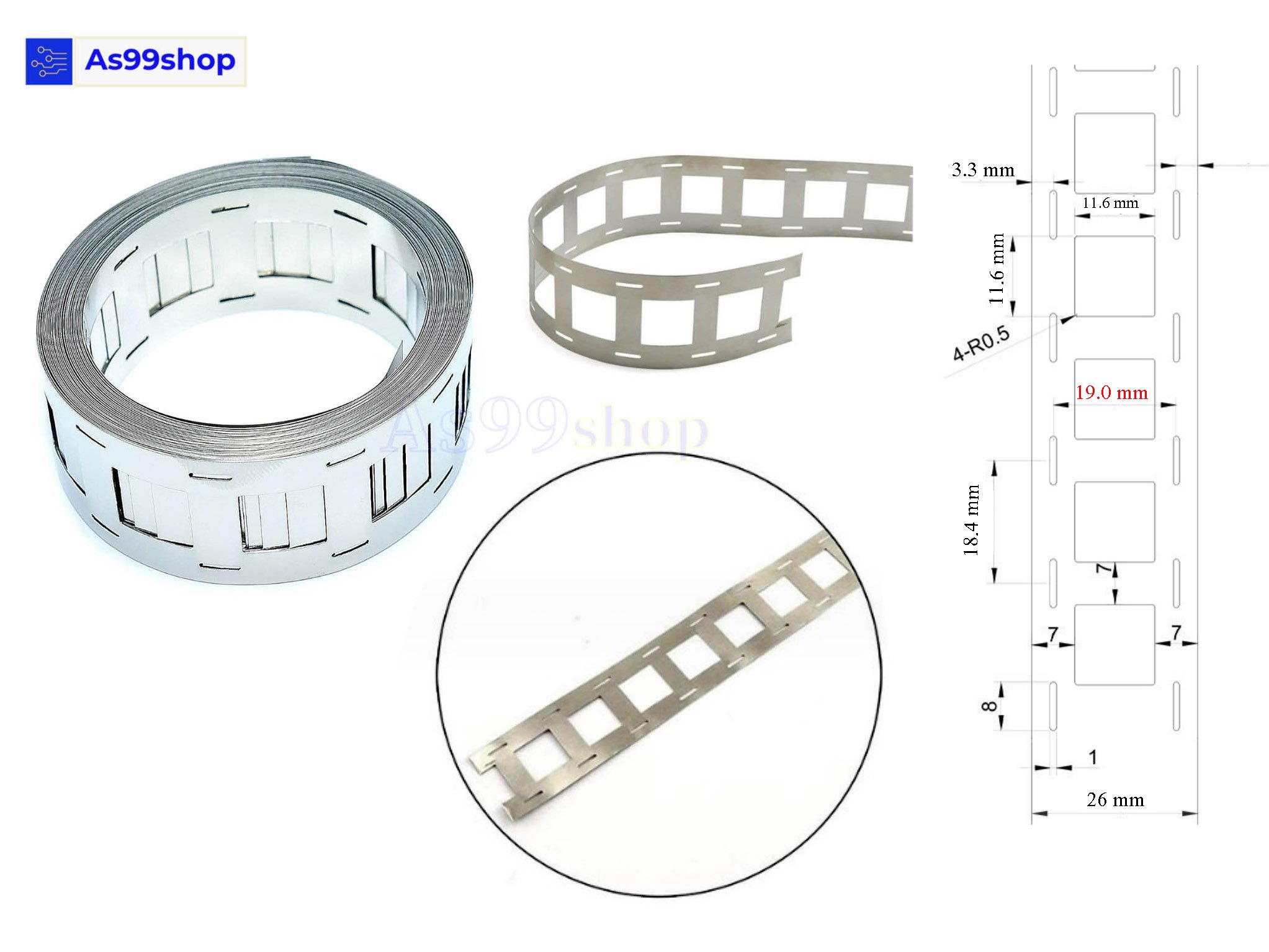 ลวดนิกเกิล หนา 0.15mm กว้าง 19 mm ยาว 5 เมตร spot welding เชื่อมแบตเตอรี่ 18650 แบบ 2 ก้อน