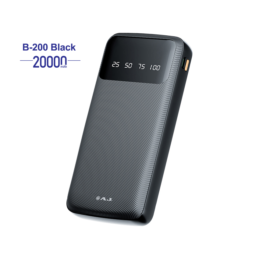 AJ พาวเวอร์เเบงค์ รุ่น B200 ความจุ 20000mAh มีสายชาร์จในตัว มีไฟบอกระดับเเบตเตอรี่ (มอก.2879-2560) ประกัน 1 ปี