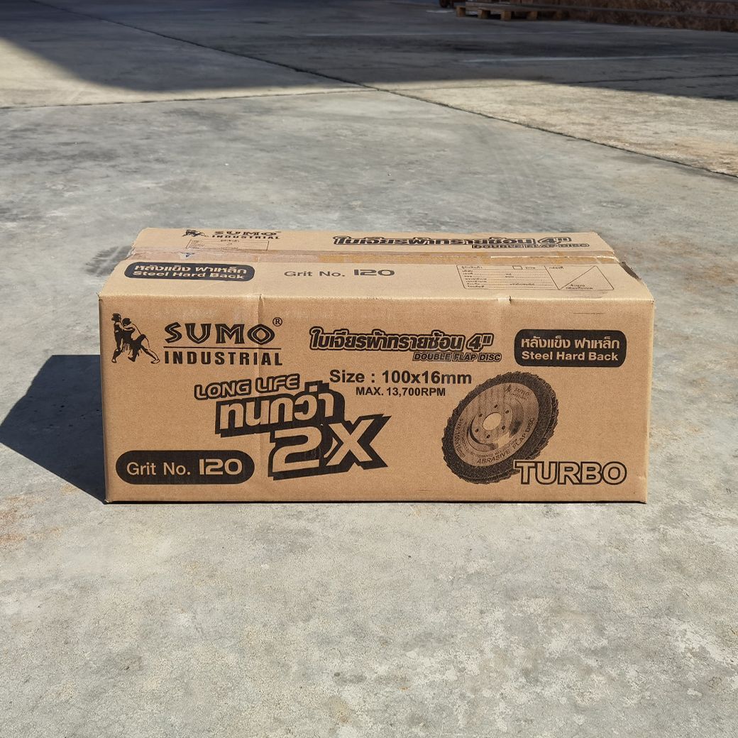 SUMO จานผ้าทรายเรียงซ้อนหลังแข็ง 4" Turbo ฝาเหล็ก (10ชิ้น/กล่อง)