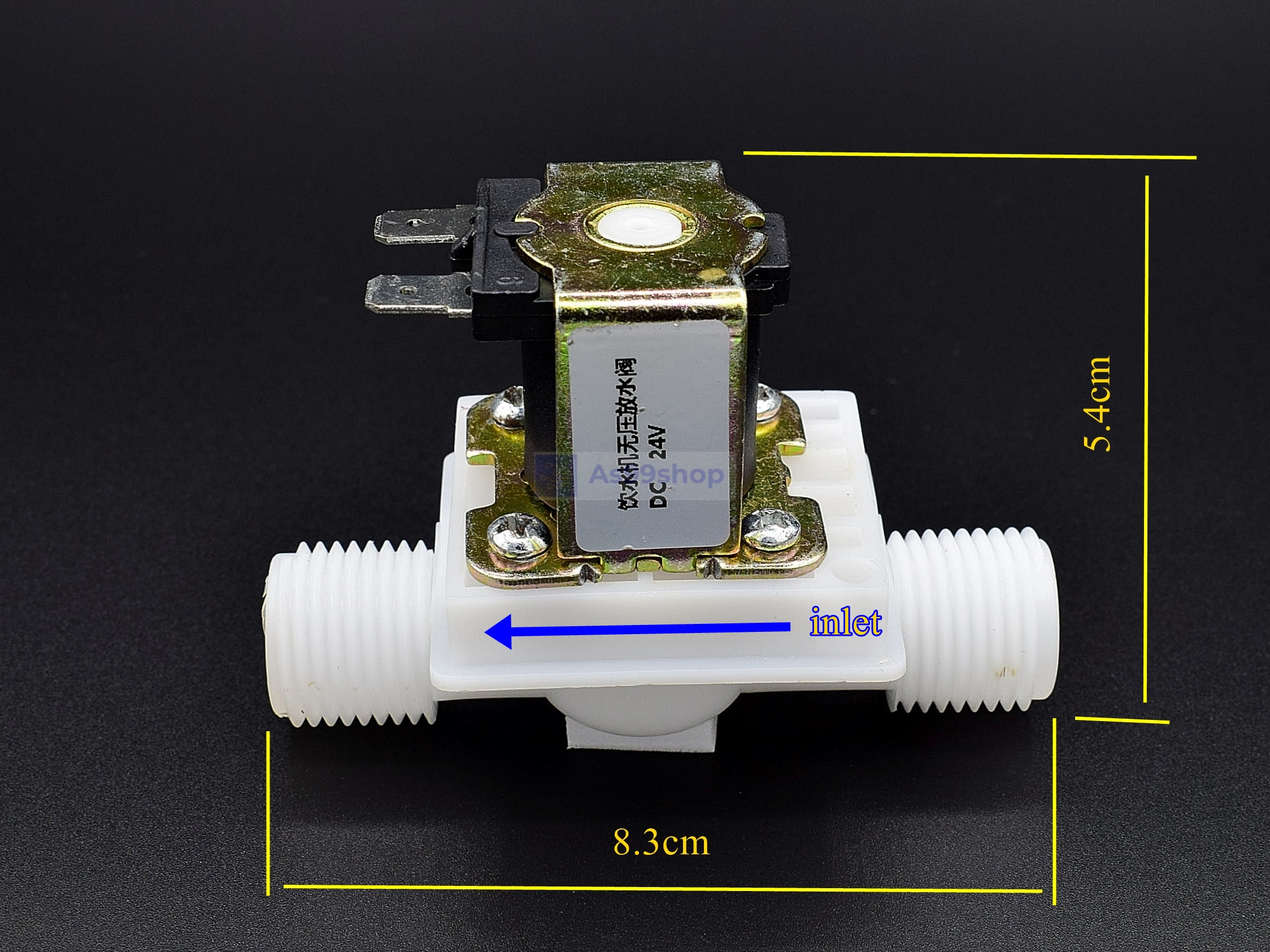 โซลินอยด์วาล์วพลาสติก Solenoid Valve 24VDC 1/2 นิ้ว (วาล์วระบายน้ำที่ไม่มีแรงดัน drain valve)
