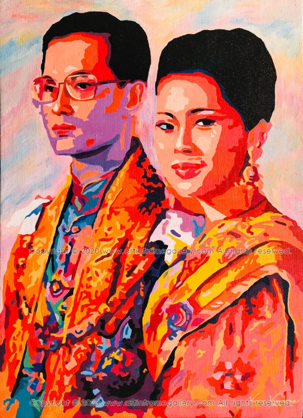 ผลงานศิลปะ "คู่พระบารมี ในหลวง ร.๙"