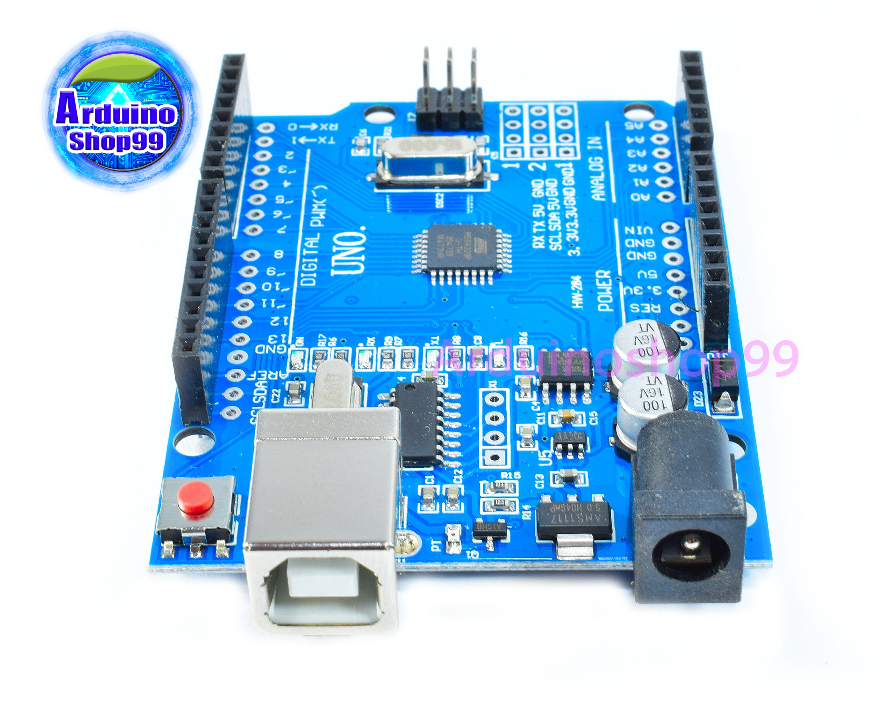 UNO R3 Micro USB ATmega328P Development Board for Package SMD+ ก้างปลา+สาย USB