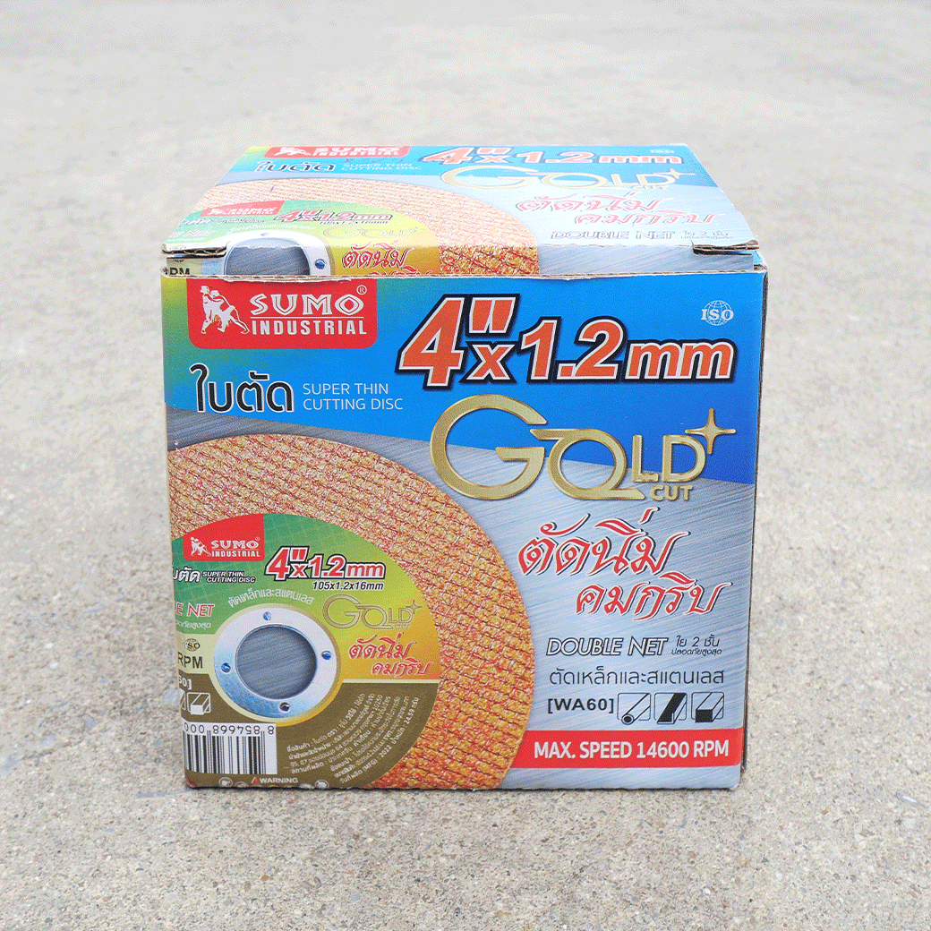 SUMO ใบตัดสแตนเลส 4"x1.0x16 ใย 2ชั้น Gold Cut (50ใบ/กล่อง)