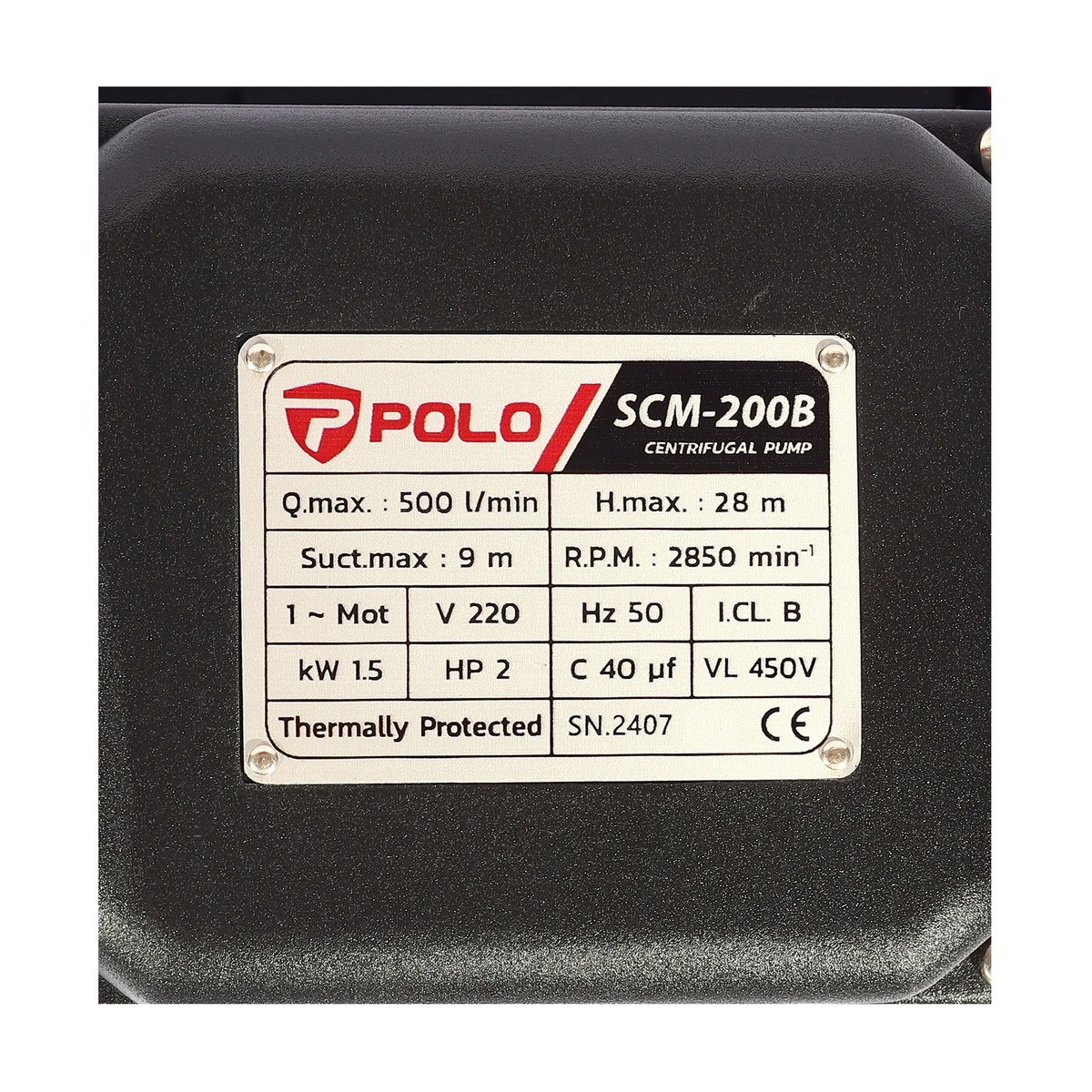 POLO SCM-200B ปั๊มหอยโข่ง 2"x2" 2HP H.28m 500L/min