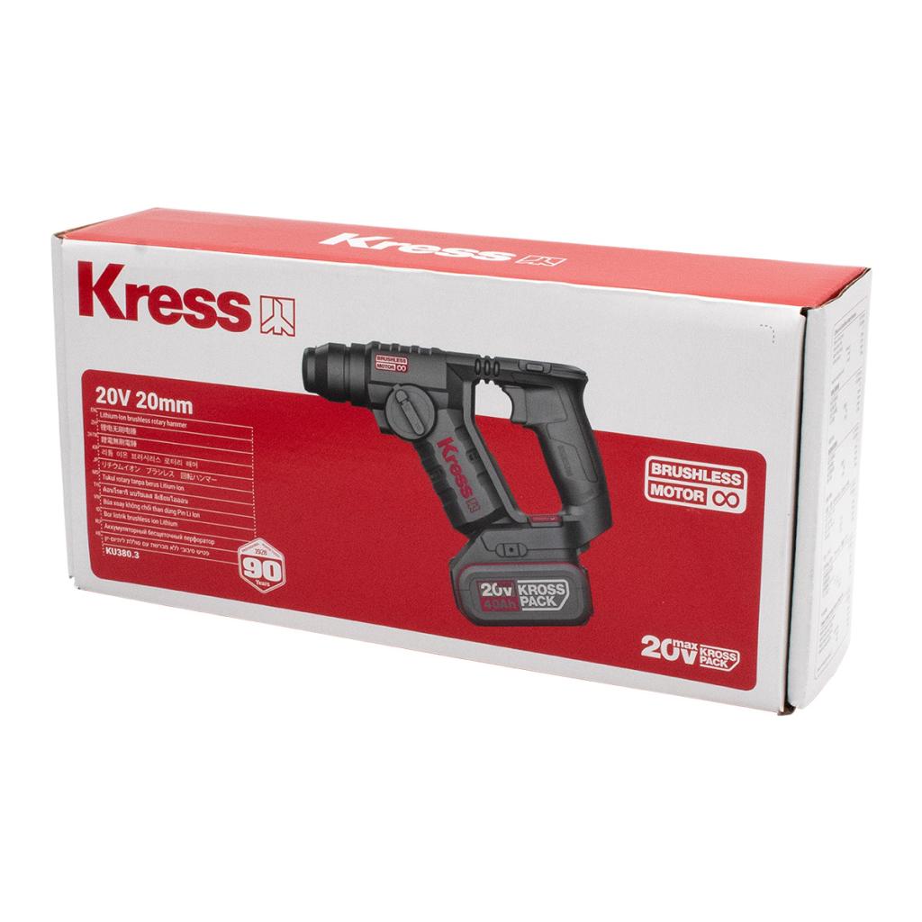 Kress KU380.3 สว่านโรตารี่ไร้สาย 20mm 2ระบบ SDS-PLUS 20V แบตx1