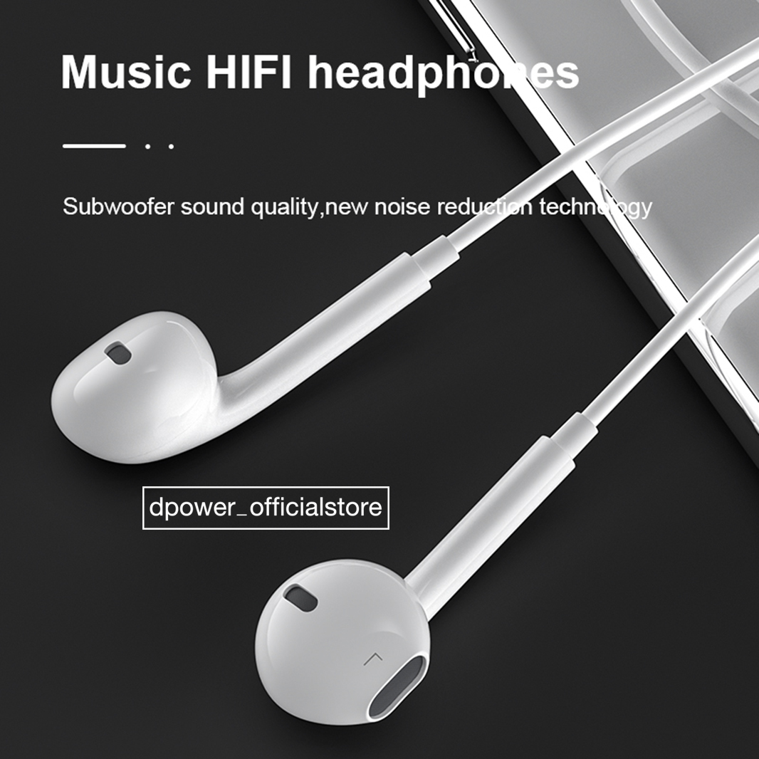 d-power หูฟัง รุ่น IP02 หูฟัง ligtning รองรับไอโฟน 7-14 รับสาย-วางสายได้ มีไมค์โครโฟนในตัว ประกัน 1 ปี