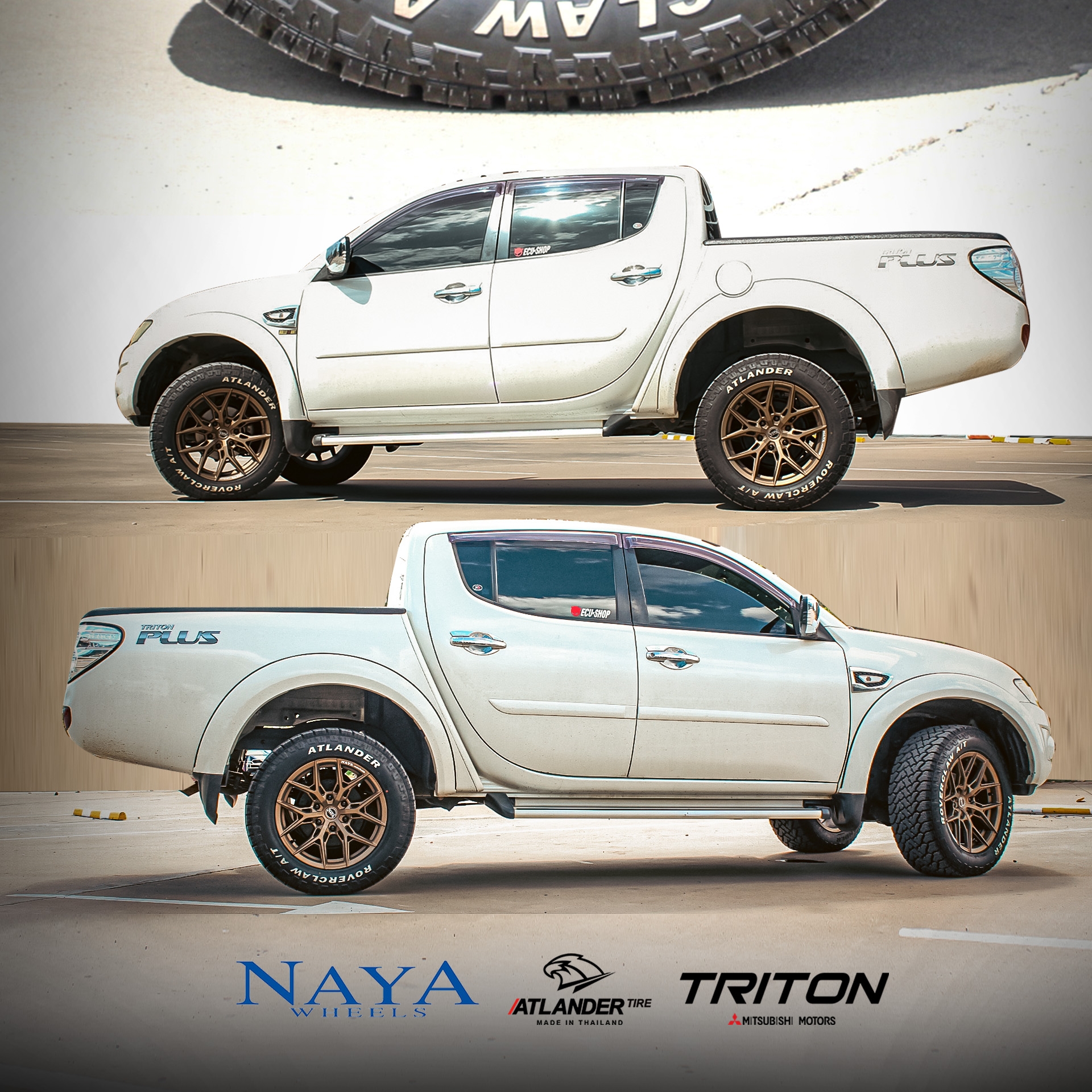 Mitsubishi Triton เปลี่ยนแม็กซ์ขอบ 18 ล้อ ALPHA-6 พร้อมยาง ATLANDER ROVERCLAW A/T 265/60R18