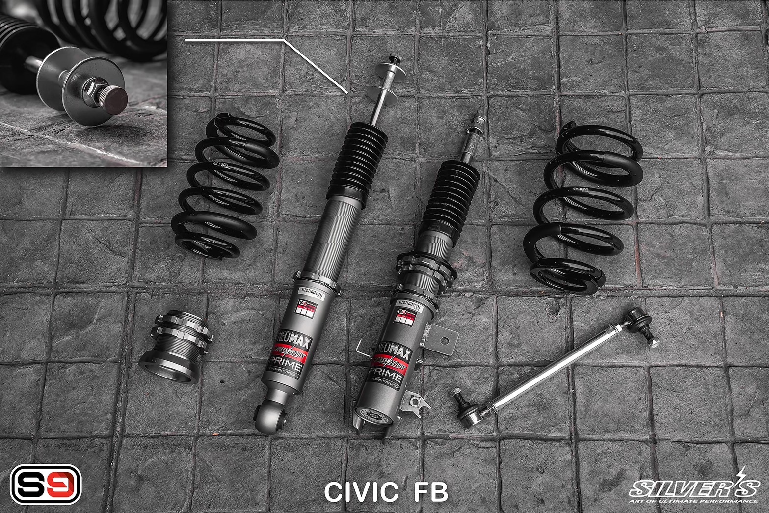 โช๊คอัพสตรัทปรับเกลียว Silver’s รุ่น NeoMaxPrime สำหรับรถ CIVIC FB
