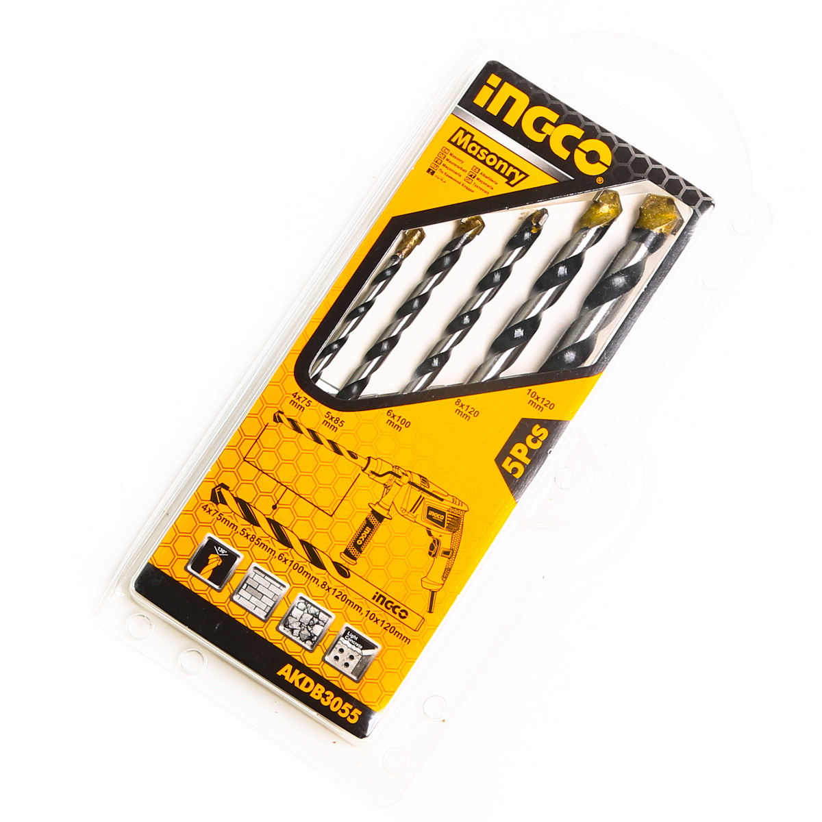 INGCO AKDB3055 ชุดดอกสว่านเจาะคอนกรีต ก้านกลม 5 ชิ้น