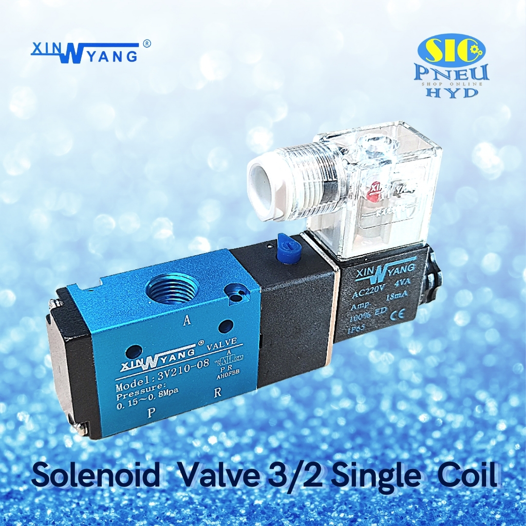 3V210 : SOLENOID VALVE XINYANG โซลินอยด์วาล์ว 3/2 SINGLE COIL PORT 1/4" PT