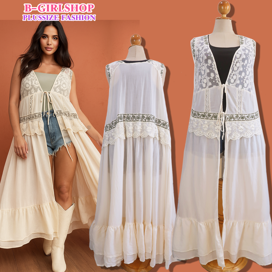 Ha6450 *แบรนด์นอก Torrid* ไซส์ 3 เสื้อคลุมทรงยาวเริ่ดหรูมากจ้า ตัวเดียวกับนางแบบใส่เลยจ้า ทรงสวย คลุมพริ้วหรูหรา รอบอก 56 - 60 (ขยายตามการผูก) วงแขน 32 สะโพกฟรีไซส์ ยาว 57 นิ้ว
