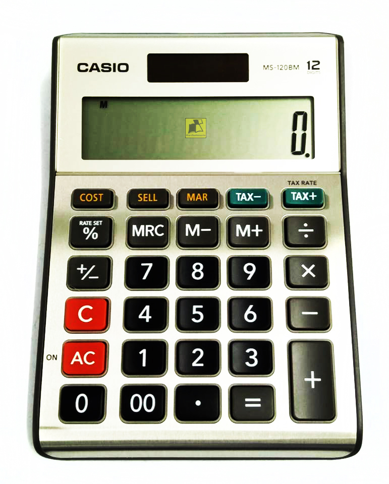 เครื่องคำนวณเลข CASIO รุ่น MS-120BM จำนวน 12 หลัก