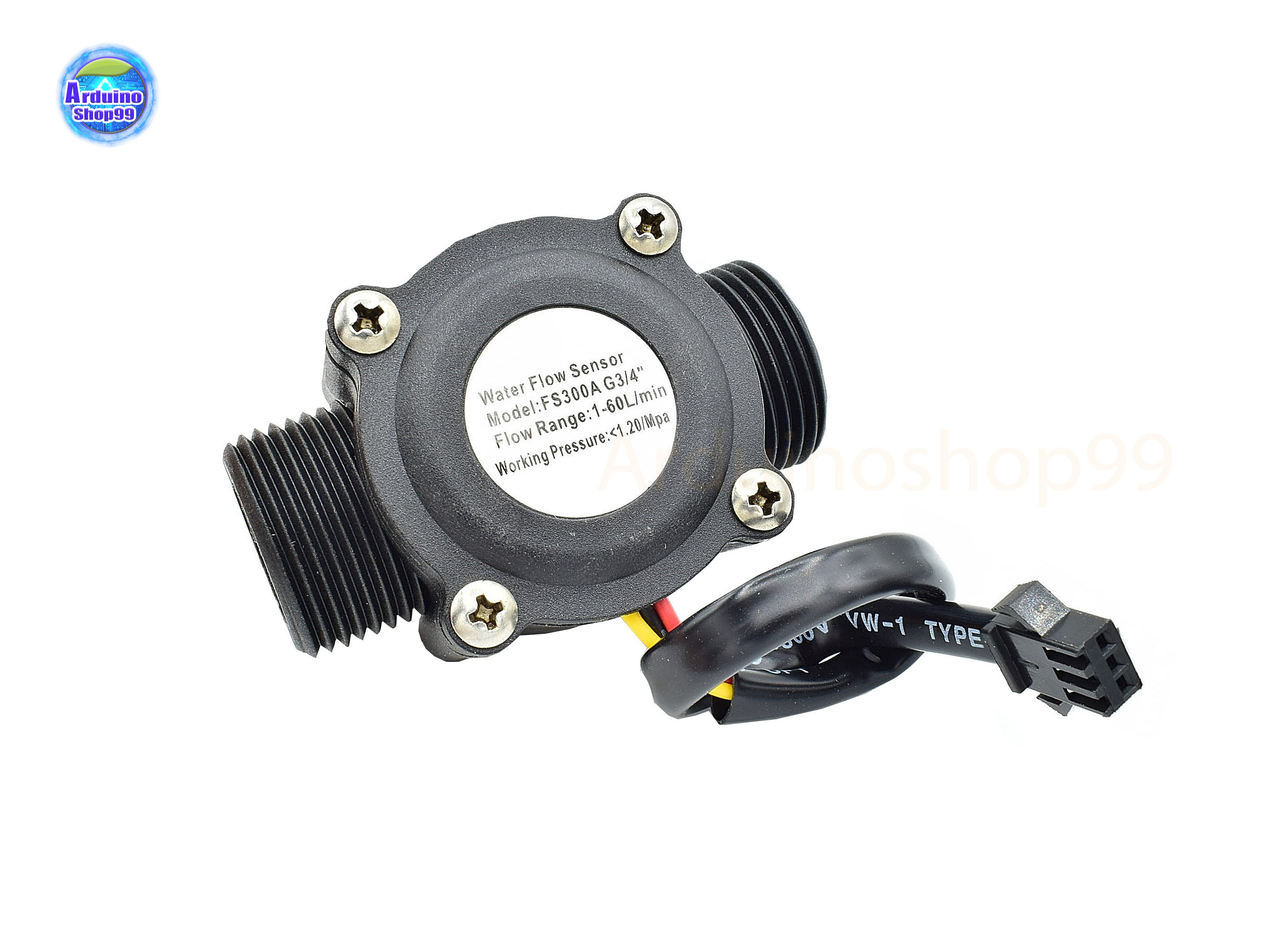 FS300A Hall Effect Water Flow Meter Sensor วัดอัตราการไหลของน้ำ ขนาดท่อ 3/4”
