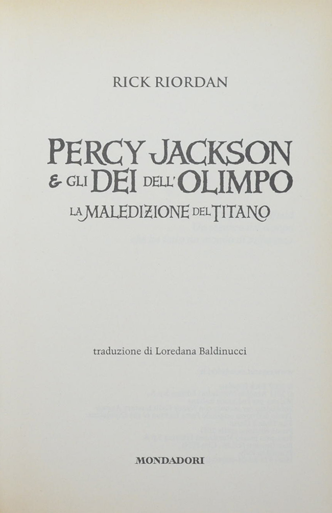 PERCY JACKSON & GLI DEI DELL OLIMPO LA MALEDIZIONE DEL TITANO