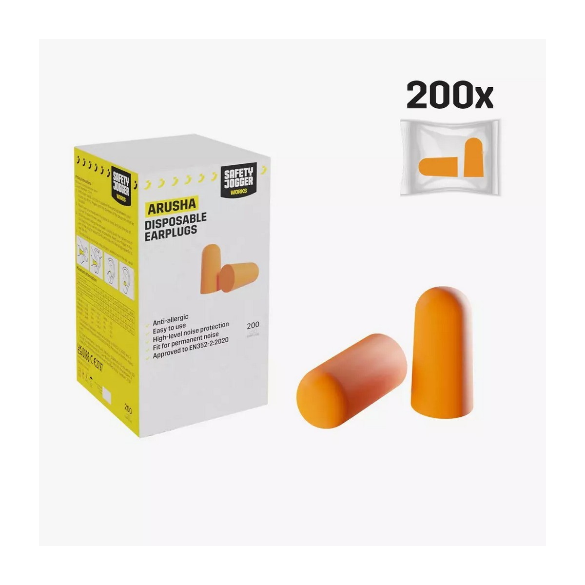 JOGGER รุ่น ARUSHA โฟมอุดหูลดเสียง ไม่มีสาย SNR:37dB (200ชิ้น/กล่อง)