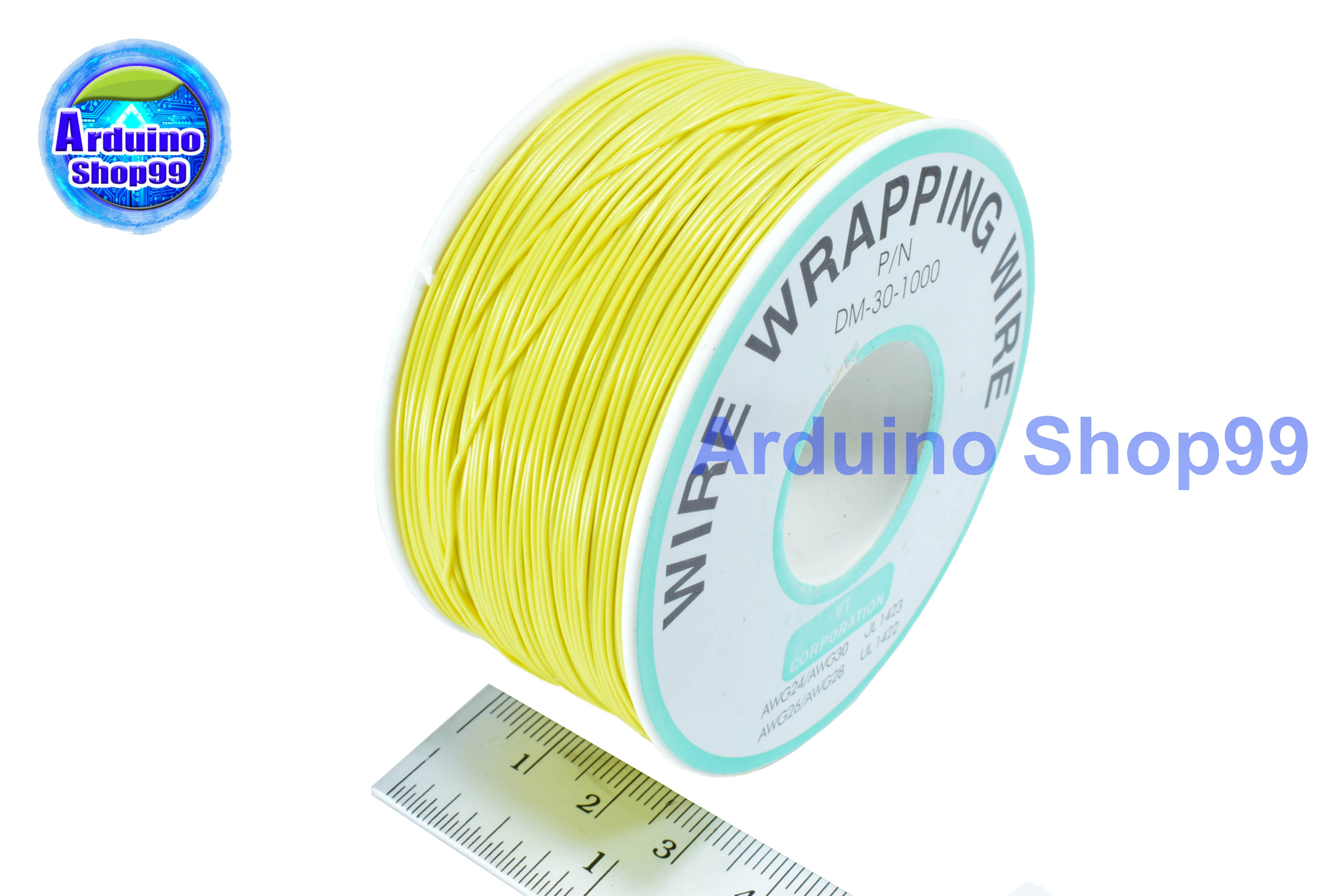 สายไฟอ่อน"สีเหลือง"ขนาด 30AWG 1 ม้วน ยาว 250 เมตร