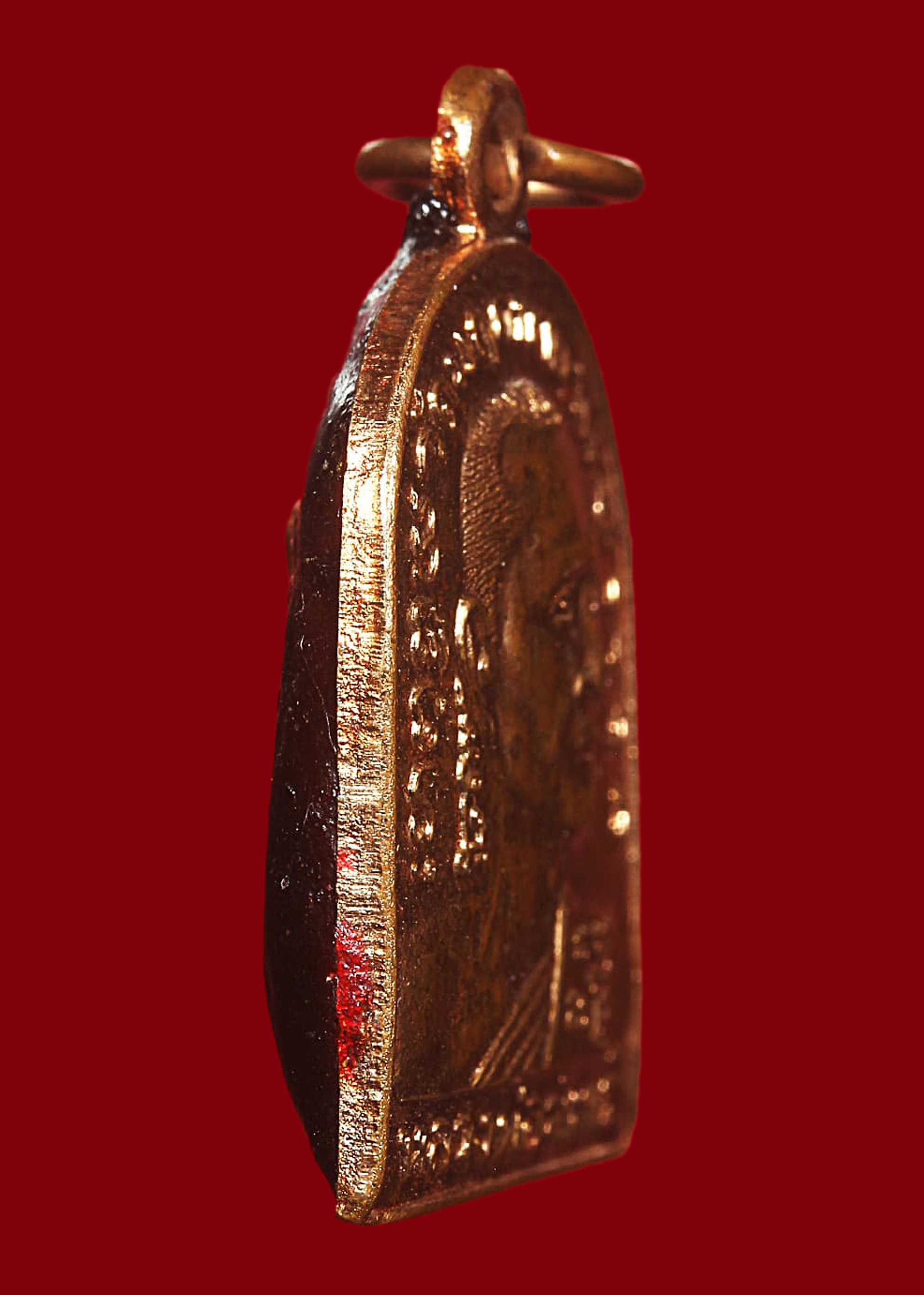 เหรียญหลวงพ่อจันทร์ วัดมฤคทายวัน จ.เพชรบุรี หลังติดคลั่งหน้ากากพระพุทธ ทองแดงผิวไฟ